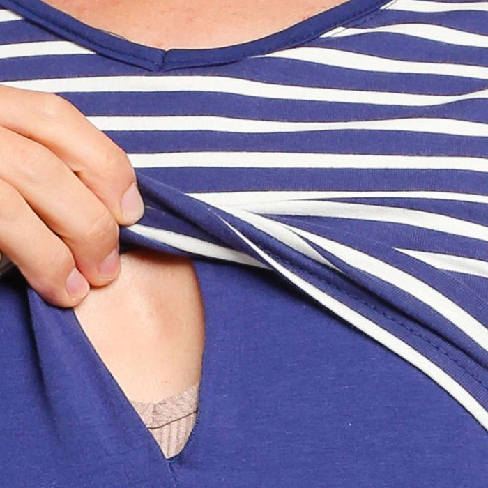 Anisha Navy Stripe Nursing Dress