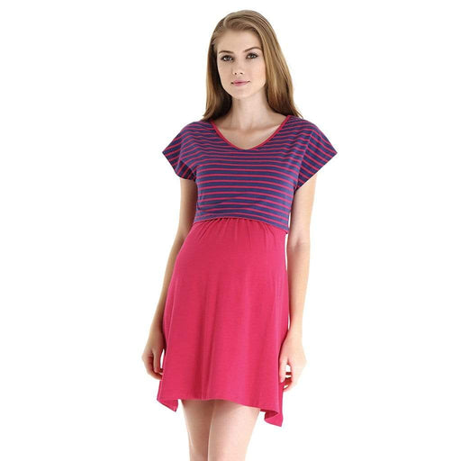Anisha Red Stripe Cap Sleeve Nursing Dress