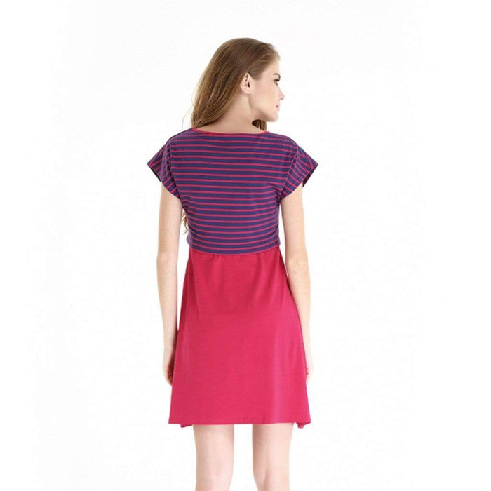 Anisha Red Stripe Cap Sleeve Nursing Dress