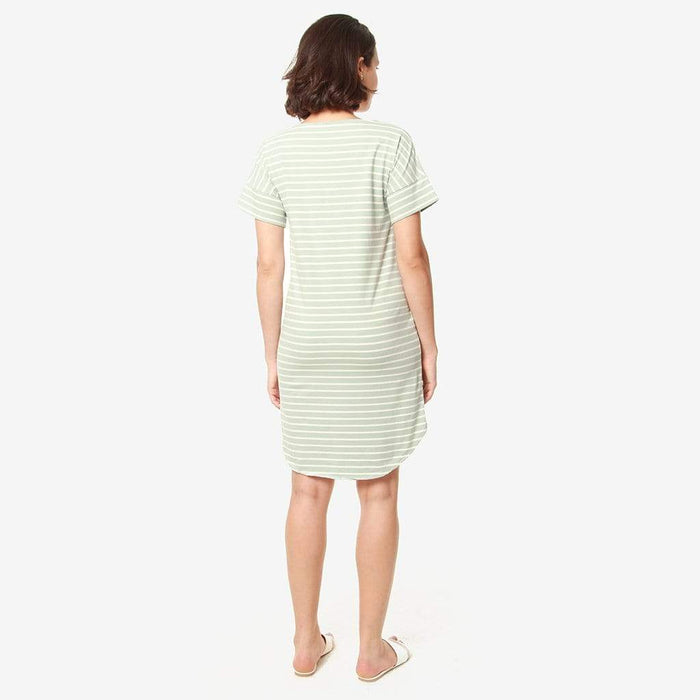 Batwing Sleeves Cambrie Nursing Dress Mint Stripes