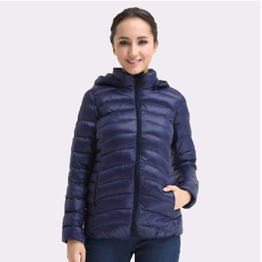 Belle Hooded Down Jacket Navy