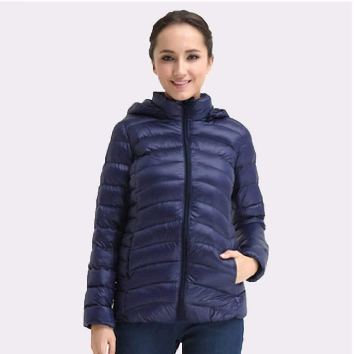 Belle Hooded Down Jacket Navy