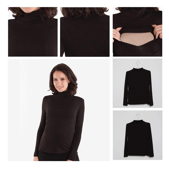 Bellezza Turtle Neck Nursing Top Black