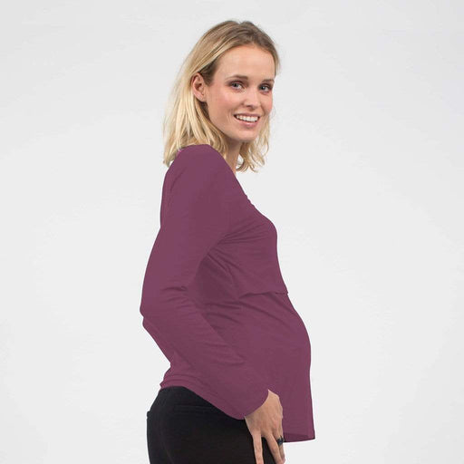 Belva Long Sleeved Round Neck Tee Eggplant