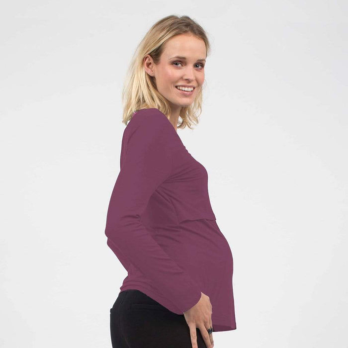 Belva Long Sleeved Round Neck Tee Eggplant