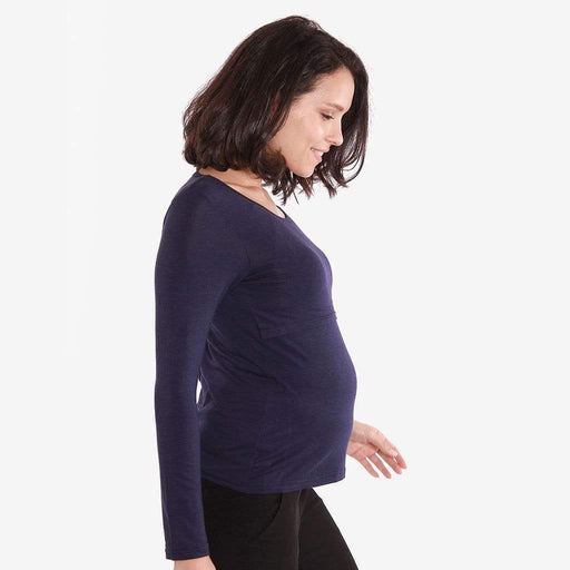 Belva Long Sleeved Round Neck Tee Navy