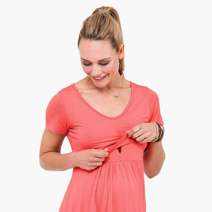 Betsy V Neck Coral Dress