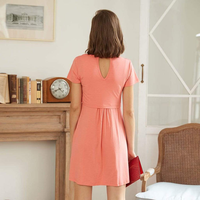 Betsy V-Neck Short Sleeve Nursing Dress Tulip
