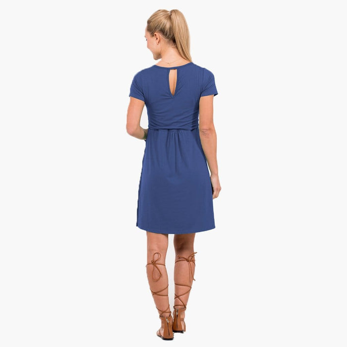 Betsy V-Neck Short Sleeve Nursing Dress Navy