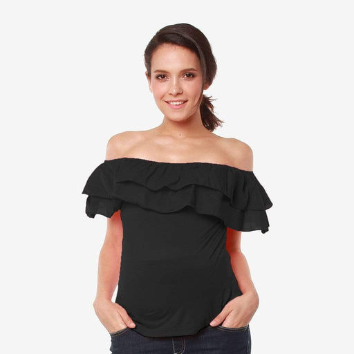 Off Shoulder Cacey Nursing Top Black