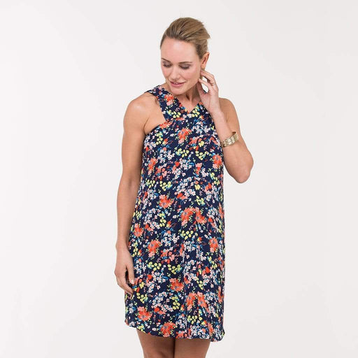 Woven Sleeveless Bobbie Overlapping Nursing Dress Navy Floral