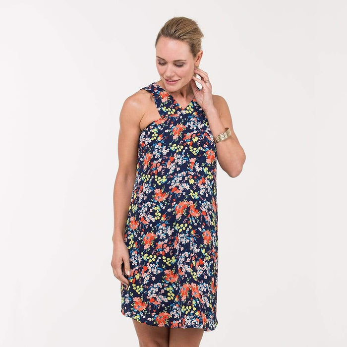 Woven Sleeveless Bobbie Overlapping Nursing Dress Navy Floral