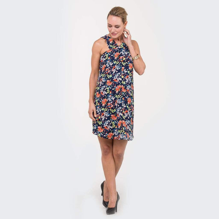 Woven Sleeveless Bobbie Overlapping Nursing Dress Navy Floral