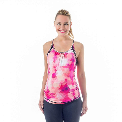 Caily Halter Energy Maternity Activewear Tank Pink Geo Print