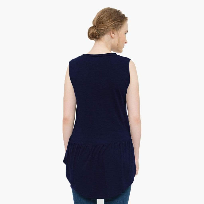 Caly Ruffled Hem Nursing Top Navy