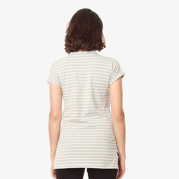 Cap Sleeves Calla V Neck Grey Stripes Nursing Top