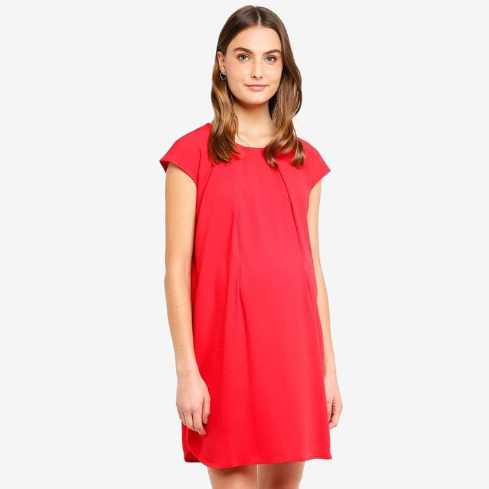 Cap Sleeves Corissa Red Nursing Dress