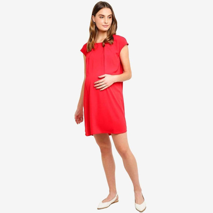 Cap Sleeves Corissa Red Nursing Dress