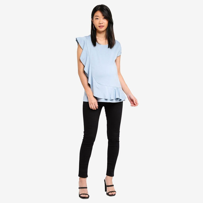 Cap Sleeves Cosette Frill Nursing Top Porcelain Blue