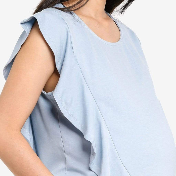 Cap Sleeves Cosette Frill Nursing Top Porcelain Blue