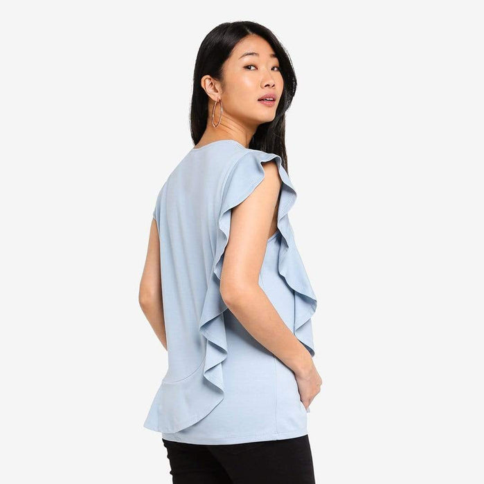 Cap Sleeves Cosette Frill Nursing Top Porcelain Blue