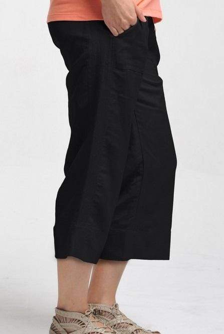 Capri Rayon Linen Pants Black