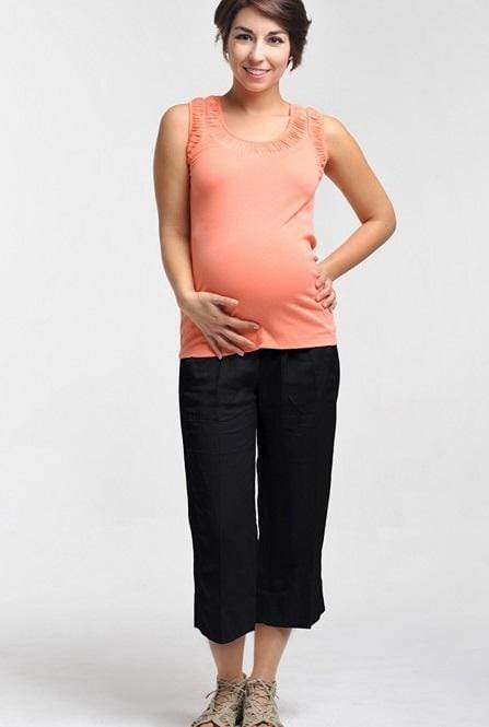 Capri Rayon Linen Pants Black