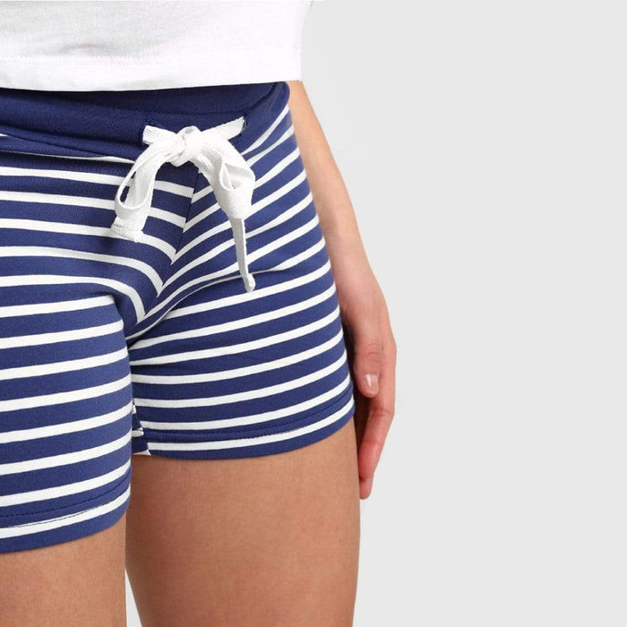 Caren Cotton Spandex Navy Stripes Maternity Shorts