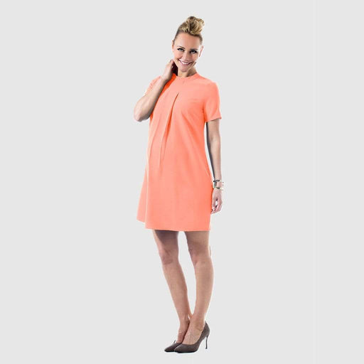 Carla High Neck Short Sleeve Nursing Dress Peach