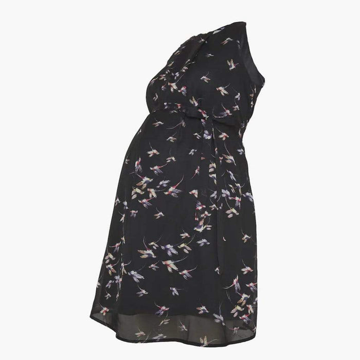 Carmene Printed Sleeveless Nursing Dress Black Print