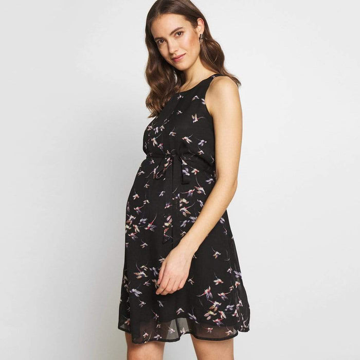 Carmene Printed Sleeveless Nursing Dress Black Print