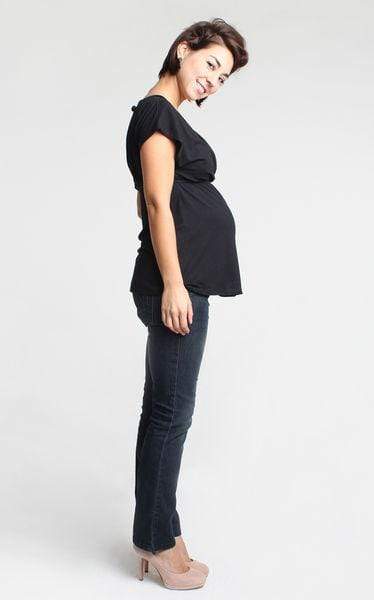 Carrie Bamboo Cotton Nursing Top Black