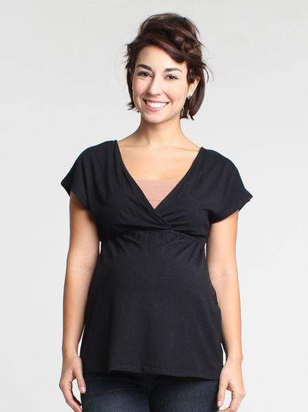 Carrie Bamboo Cotton Nursing Top Black