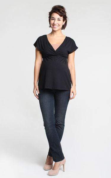 Carrie Bamboo Cotton Nursing Top Black