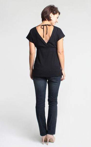 Carrie Bamboo Cotton Nursing Top Black