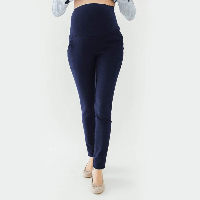 Woven Cathy High Waist Maternity Pants Navy