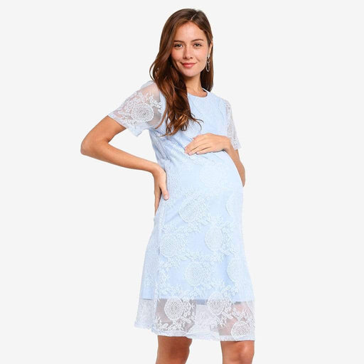 Catriona Full Lace Short Sleeve Nursing Dress Periwinkle