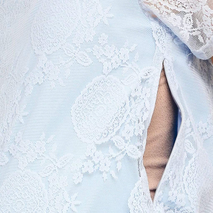 Catriona Full Lace Short Sleeve Nursing Dress Periwinkle