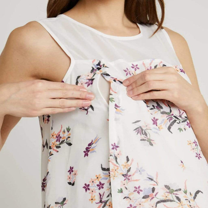 Caylee Back Overlap Sleeveless Nursing Dress White Floral