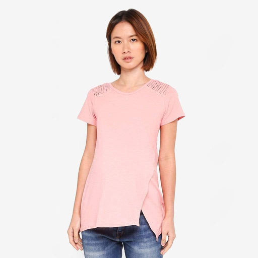 Cella Short Sleeved Overlap Tee Coral Blush