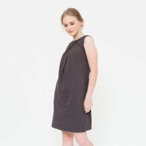 Chara Overlap Dark Grey Sleeveless Nursing Dress