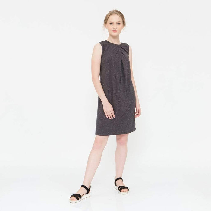 Chara Overlap Dark Grey Sleeveless Nursing Dress