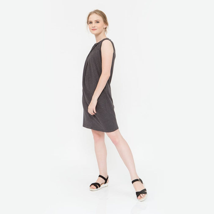 Chara Overlap Dark Grey Sleeveless Nursing Dress