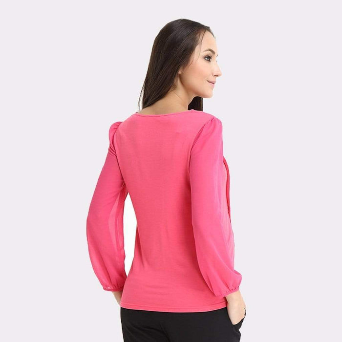 Cherry Emboss Long Sleeve Nursing Top Fuchsia
