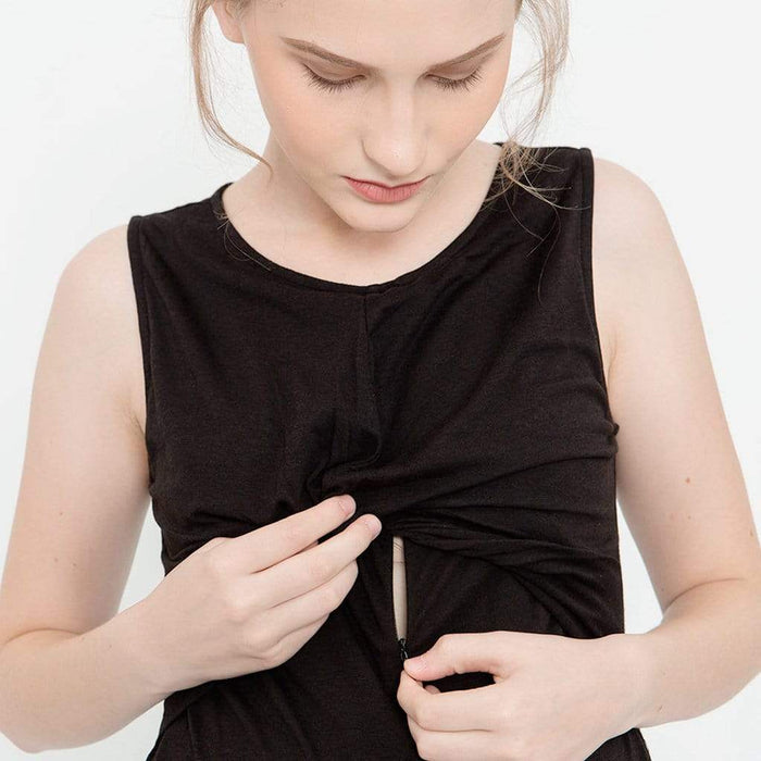 Chiyo Nursing Sleeveless Nursing Dress Black