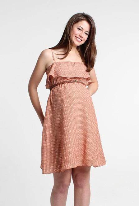 Chloe Frill Maternity Dress Orange