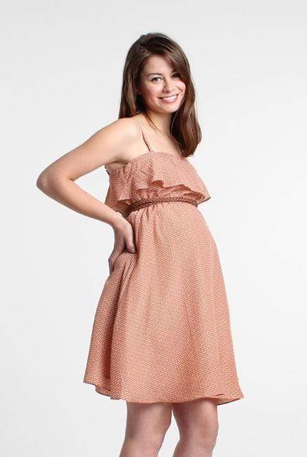 Chloe Frill Maternity Dress Orange