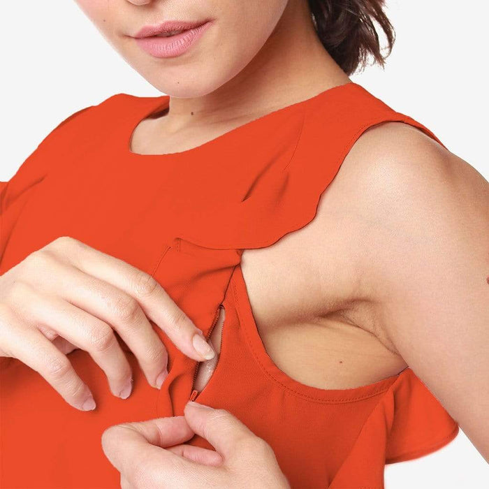 Woven Flutter Sleeve Clarity Nursing Top Autumn Orange