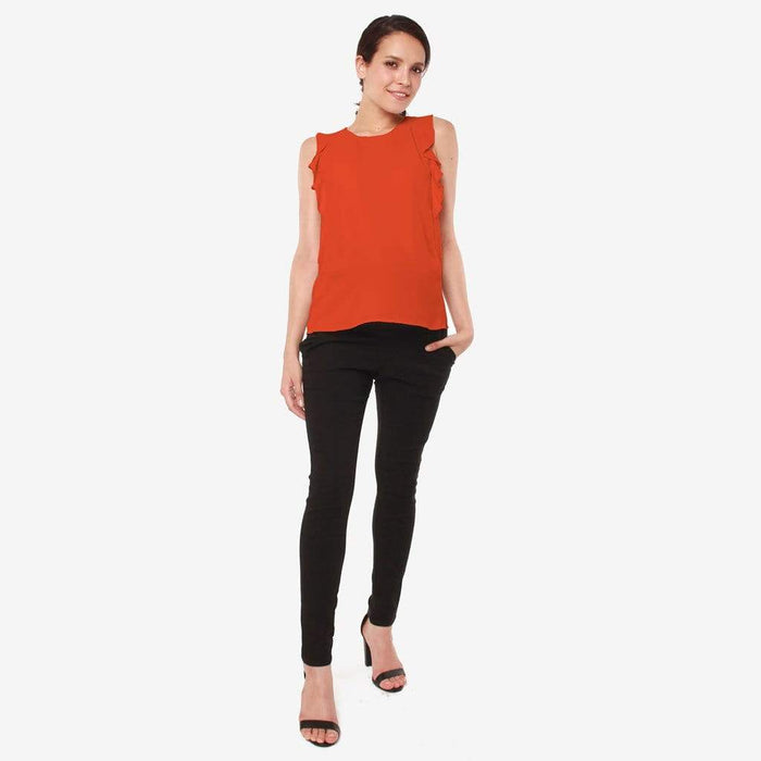 Woven Flutter Sleeve Clarity Nursing Top Autumn Orange