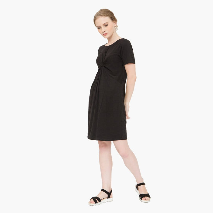 Clea Nursing Short Sleeve Nursing Dress Black